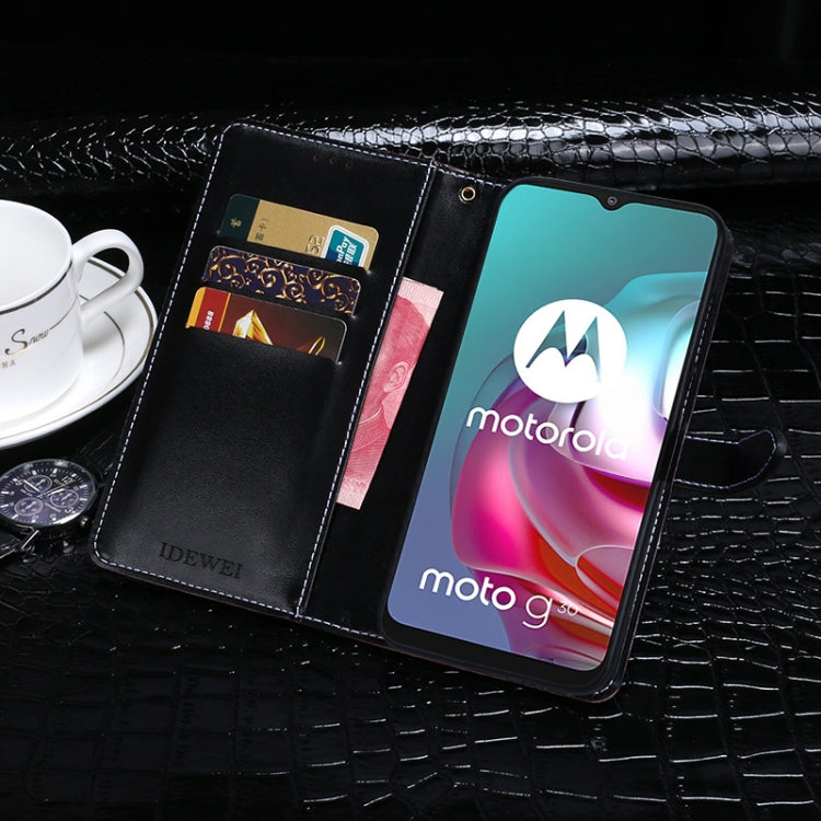 For Motorola Moto G10 idewei Crocodile Texture Horizontal Flip Leather Case with Holder & Card Slots & Wallet(Dark Blue) - Motorola Cases by idewei | Online Shopping UK | buy2fix