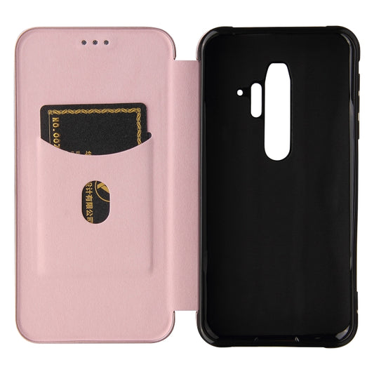 For Blackview BV6300 Pro Carbon Fiber Texture Horizontal Flip TPU + PC + PU Leather Case with Card Slot(Pink) by buy2fix