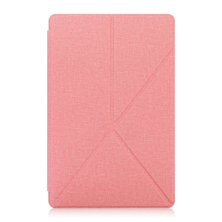 For Samsung Galaxy Tab A7 10.4 2020 T500 Cloth Texture Multi-folding Horizontal Flip PU Leather Shockproof Case with Holder & Sleep / Wake-up Function(Pink) - Galaxy Tab S7 by buy2fix | Online Shopping UK | buy2fix