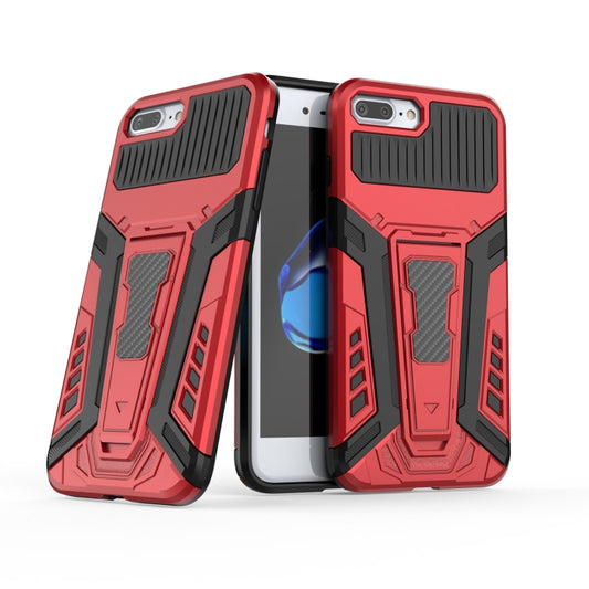 War Chariot Series Armor All-inclusive Shockproof PC + TPU Protective Case with Invisible Holder For iPhone 8 Plus / 7 Plus(Red) by buy2fix