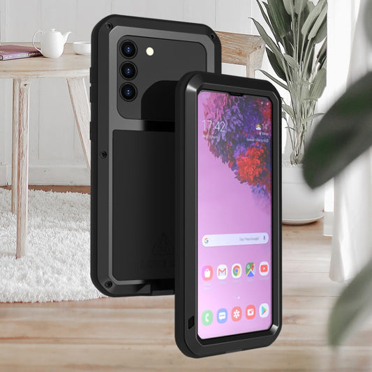 For Samsung Galaxy S21 5G LOVE MEI Metal Shockproof Waterproof Dustproof Protective Case with Glass(Red) by LOVE MEI