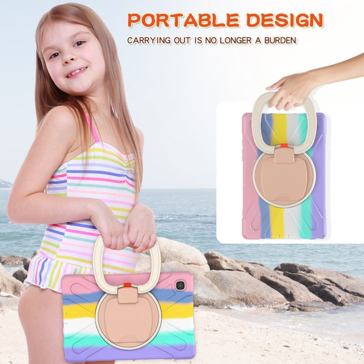 For iPad 9.7 inch (2018/2017) Silicone + PC Protective Case with Holder & Shoulder Strap(Colorful Pink) - iPad Pro 9.7 inch Cases by buy2fix | Online Shopping UK | buy2fix