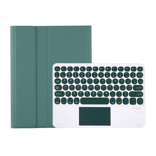 YT098B-A Detachable Candy Color Skin Feel Texture Round Keycap Bluetooth Keyboard Leather Case with Touch Control For iPad Air 11 2024 / 2025 / Air 4 10.9 2020 / Air 5 10.9 2022 (Dark Green) by buy2fix