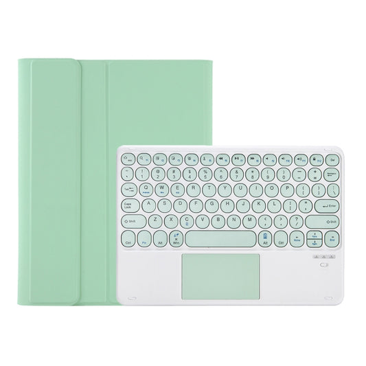 YT102B-A Detachable Candy Color Skin Feel Texture Round Keycap Bluetooth Keyboard Leather Case with Touch Control For iPad 10.2 2020 & 2019 / Air 2019 / Pro 10.5 inch(Light Green) by buy2fix