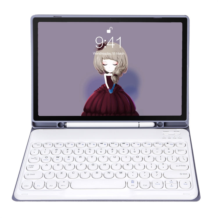 YT11B Detachable Candy Color Skin Feel Texture Round Keycap Bluetooth Keyboard Leather Case For iPad Air 4 2020 / Air 5 2022 / Pro 11 inch 2022 / 2021 / 2020 / 2018(Purple) - For iPad Pro by buy2fix | Online Shopping UK | buy2fix