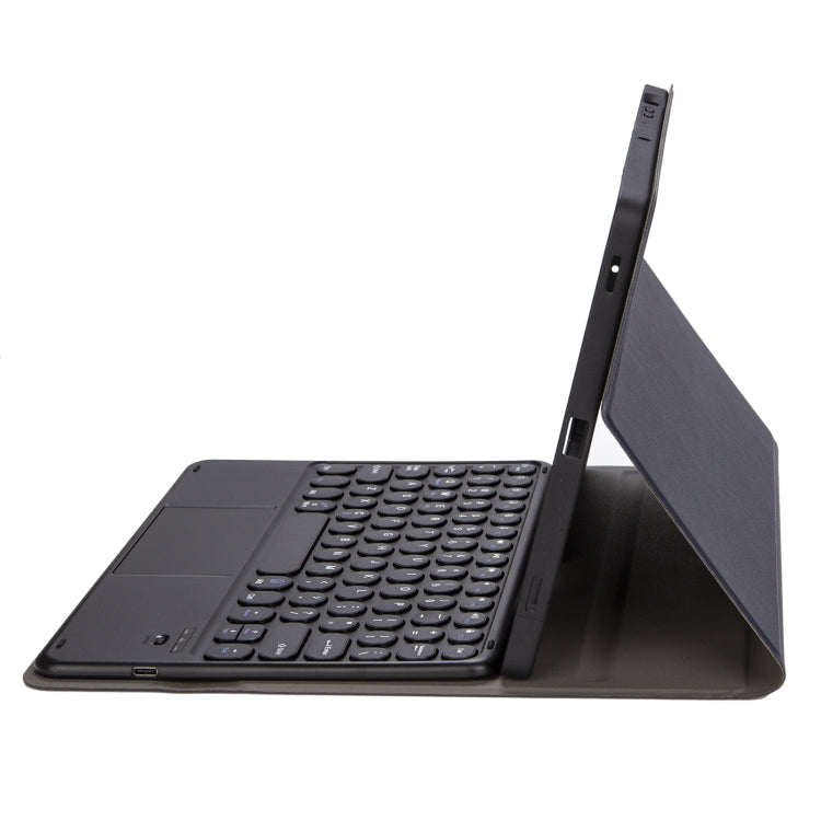YA098B-A Detachable Lambskin Texture Round Keycap Bluetooth Keyboard Leather Tablet Case with Touch Control & Pen Slot & Stand For iPad Air 5 / 4 10.9 inch 2020 / Pro 11 inch 2020 / 2018(Dark Blue) by buy2fix