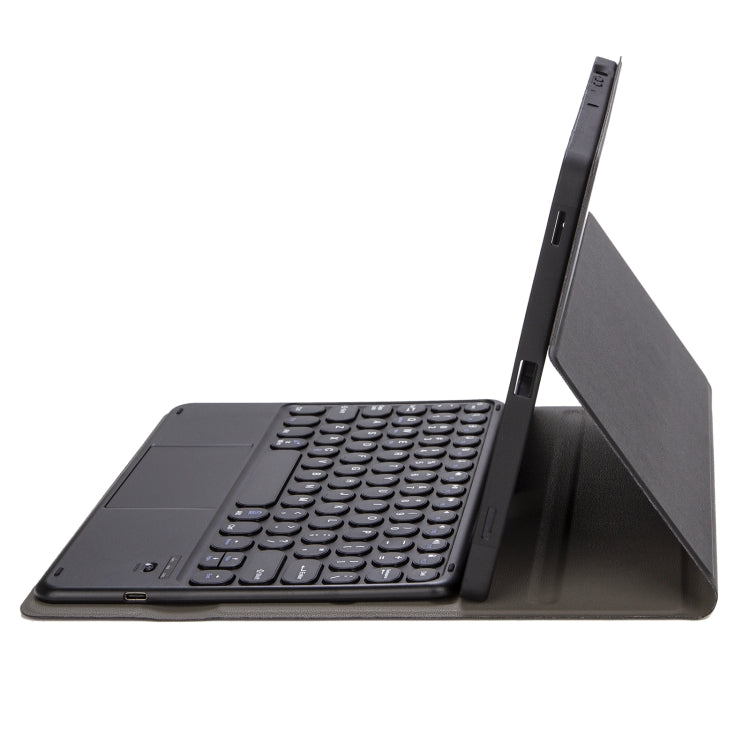 YA102B-A Detachable Lambskin Texture Round Keycap Bluetooth Keyboard Leather Tablet Case with Touch Control & Pen Slot & Stand For iPad 10.2 (2020) & (2019) / Air 3 10.5 inch / Pro 10.5 inch(Black) by buy2fix