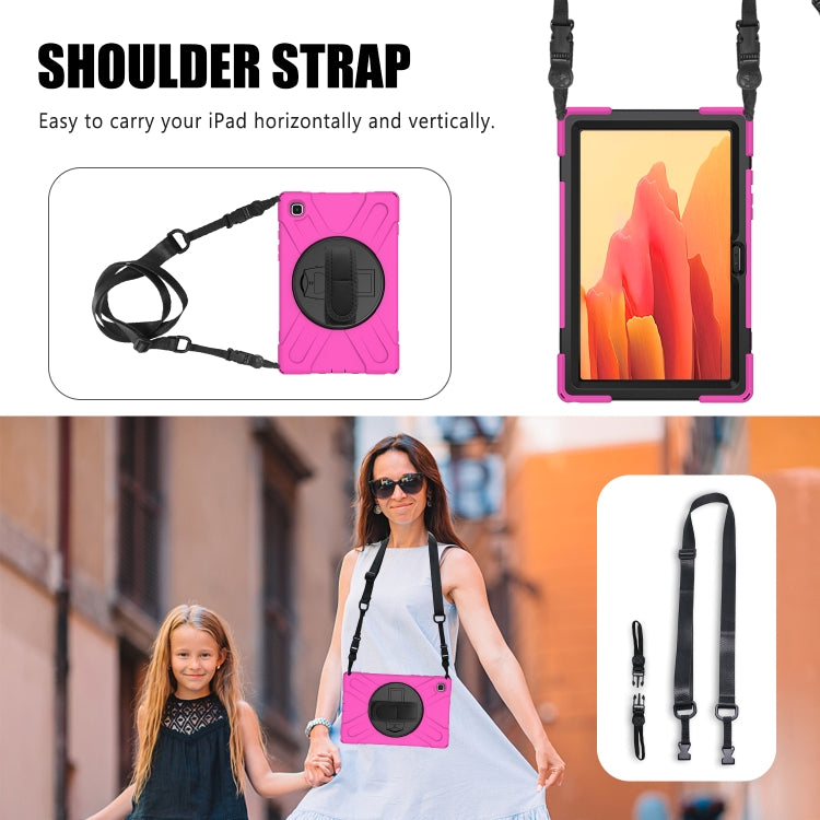 For Samsung Galaxy Tab A7 10.4 2020 T500 / T505 Shockproof Colorful Silicone + PC Protective Case with Holder & Shoulder Strap & Hand Strap(Rose Red) - Other Galaxy Tab PC by buy2fix | Online Shopping UK | buy2fix