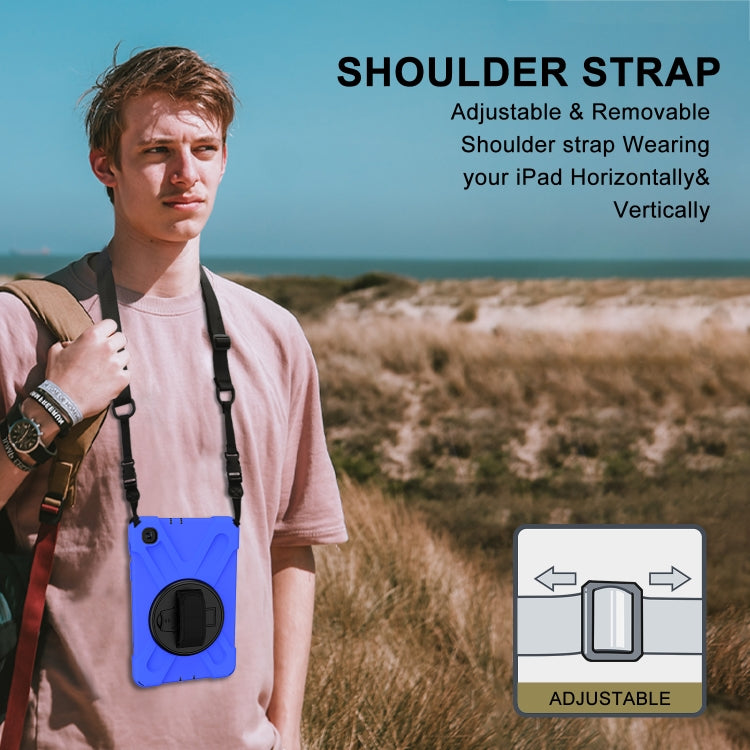 For Samsung Galaxy Tab A 8.4 2020 T307U Shockproof Colorful Silicone + PC Protective Case with Holder & Shoulder Strap & Hand Strap(Blue) - Tab A 8.4 (2020) by buy2fix | Online Shopping UK | buy2fix