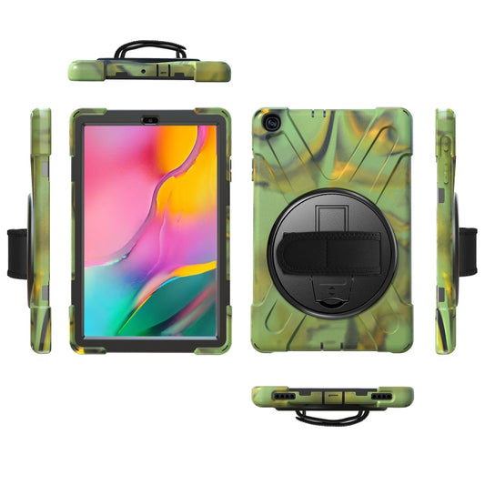 For Samsung Galaxy Tab A 10.1 (2019) T515 / T510 Shockproof Colorful Silicone + PC Protective Case with Holder & Shoulder Strap & Hand Strap(Camouflage) - Tab A 10.1 (2019) T510 / T515 by buy2fix | Online Shopping UK | buy2fix