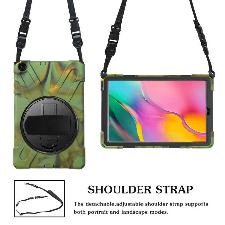 For Samsung Galaxy Tab A 10.1 (2019) T515 / T510 Shockproof Colorful Silicone + PC Protective Case with Holder & Shoulder Strap & Hand Strap(Camouflage) - Tab A 10.1 (2019) T510 / T515 by buy2fix | Online Shopping UK | buy2fix