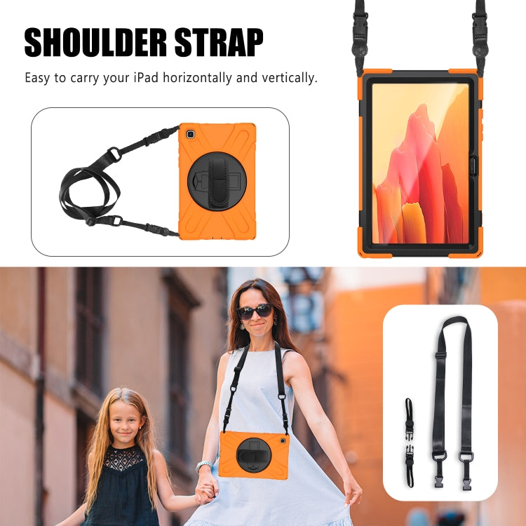 For Samsung Galaxy Tab A7 10.4 2020 T500 / T505 Shockproof Colorful Silicone + PC Protective Case with Holder & Shoulder Strap & Hand Strap & Screen Protector(Orange) - Other Galaxy Tab PC by buy2fix | Online Shopping UK | buy2fix