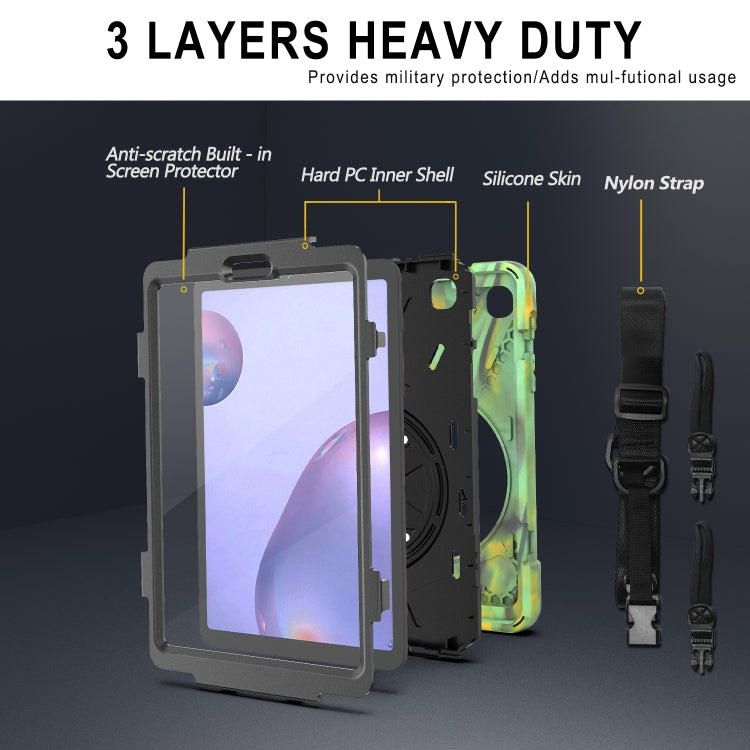 For Samsung Galaxy Tab A 8.4 2020 T307U Shockproof Colorful Silicone + PC Protective Case with Holder & Shoulder Strap & Hand Strap & Screen Protector(Camouflage) - Tab A 8.4 (2020) by buy2fix | Online Shopping UK | buy2fix
