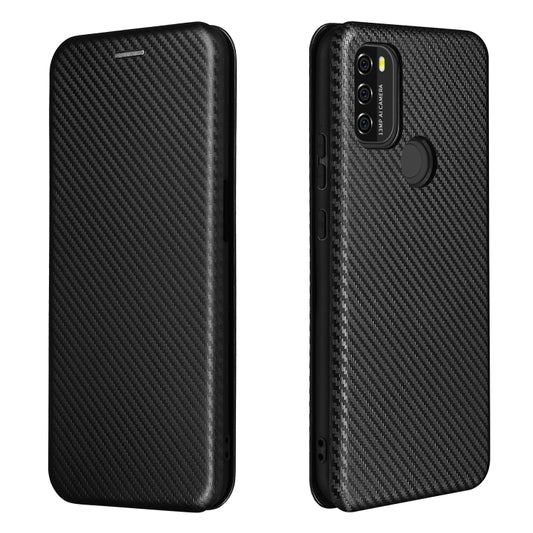 For Blackview A70 (2021) Carbon Fiber Texture Horizontal Flip TPU + PC + PU Leather Case with Card Slot(Black) by buy2fix