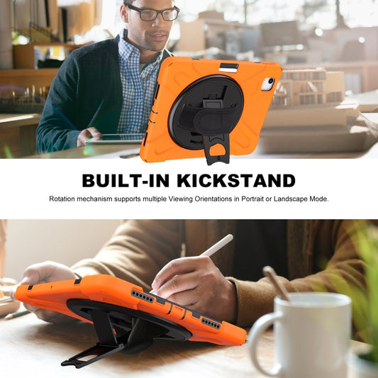 Shockproof Colorful Silicone + PC Protective Case with Holder & Shoulder Strap & Hand Strap For iPad Pro 11 2022 / 2021 / 2020 / 2018 / Air 4 2020 (Orange) - iPad Air (2022) / (2020) 10.9 Cases by buy2fix | Online Shopping UK | buy2fix