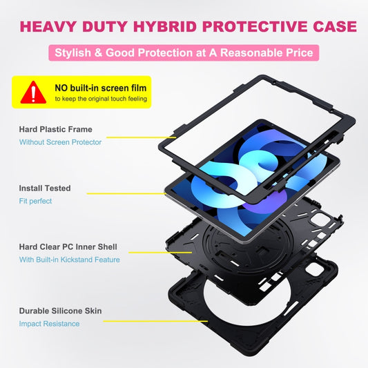 Shockproof Colorful Silicone + PC Protective Case with Holder & Shoulder Strap & Hand Strap For iPad Pro 11 2022 / 2021 / 2020 / 2018 / Air 4 2020 (Black) - iPad Air (2022) / (2020) 10.9 Cases by buy2fix | Online Shopping UK | buy2fix