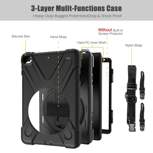 Shockproof Colorful Silicone + PC Protective Case with Holder & Shoulder Strap & Hand Strap For iPad Mini 4 / Mini (2019)(Black) - iPad Mini 4 & 3 & 2 & 1 Cases by buy2fix | Online Shopping UK | buy2fix