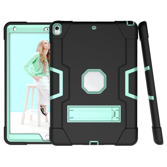 Contrast Color Robot Shockproof Silicone + PC Protective Case with Holder For iPad Pro 10.5 inch (2017) / Air 10.5 (2019)(Black + Mint Green) - iPad Pro 10.5 inch Cases by buy2fix | Online Shopping UK | buy2fix