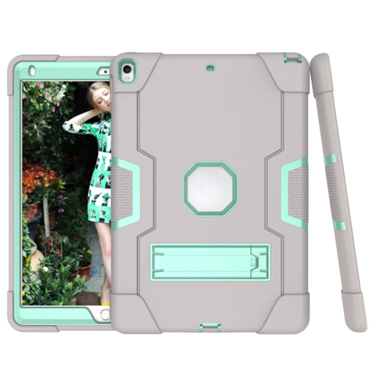 Contrast Color Robot Shockproof Silicone + PC Protective Case with Holder For iPad Pro 10.5 inch (2017) / Air 10.5 (2019)(Grey + Mint Green) - iPad Pro 10.5 inch Cases by buy2fix | Online Shopping UK | buy2fix