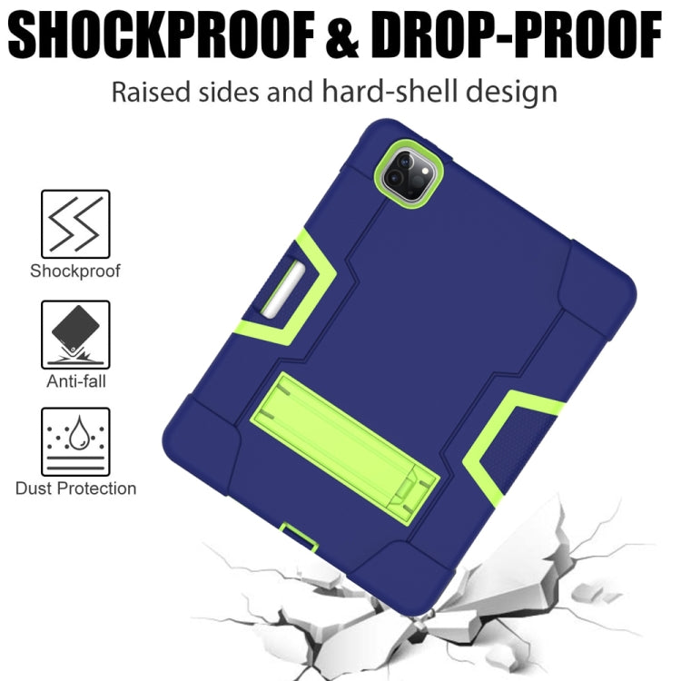 Contrast Color Robot Shockproof Silicone + PC Protective Case with Holder & Pen Slot For iPad Pro 12.9 (2018) / (2020)(Navy Blue + Yellow Green) - iPad Pro 12.9 (2018) Cases by buy2fix | Online Shopping UK | buy2fix