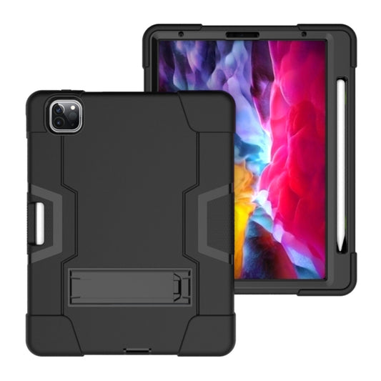 Contrast Color Robot Shockproof Silicone + PC Protective Case with Holder & Pen Slot For iPad Pro 12.9 (2018) / (2020)(Black) - iPad Pro 12.9 (2018) Cases by buy2fix | Online Shopping UK | buy2fix