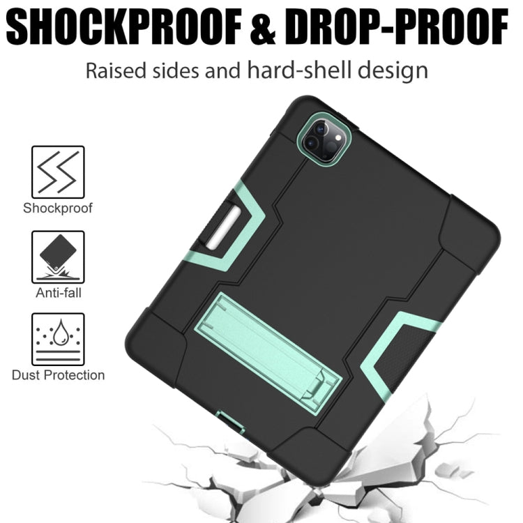 Contrast Color Robot Shockproof Silicone + PC Protective Case with Holder & Pen Slot For iPad Pro 12.9 (2018) / (2020)(Black + Mint Green) - iPad Pro 12.9 (2018) Cases by buy2fix | Online Shopping UK | buy2fix
