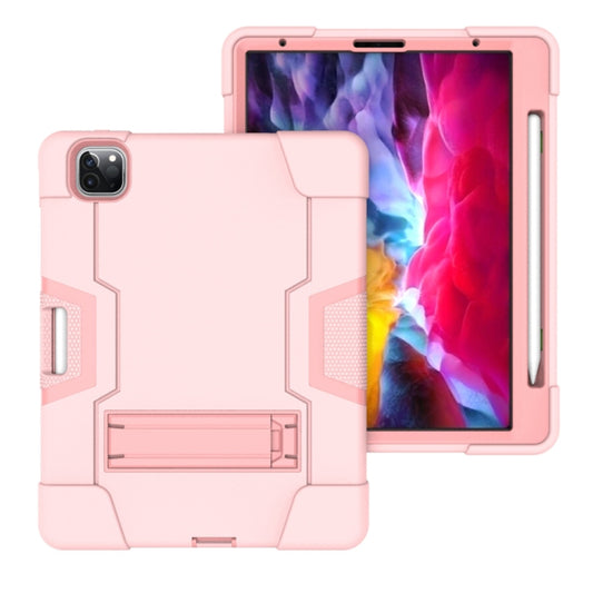 Contrast Color Robot Shockproof Silicone + PC Protective Case with Holder & Pen Slot For iPad Pro 12.9 (2018) / (2020)(Rose Gold) - iPad Pro 12.9 (2018) Cases by buy2fix | Online Shopping UK | buy2fix