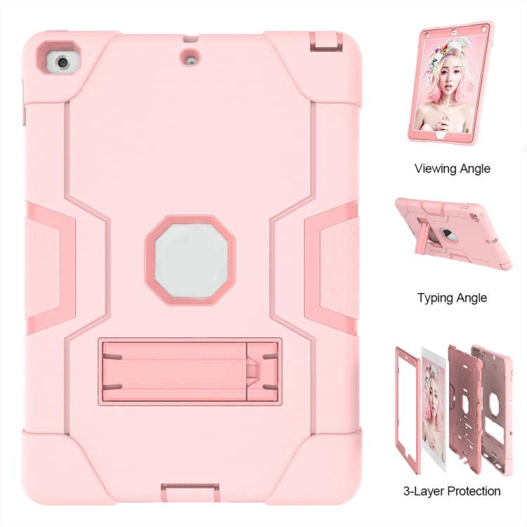 Contrast Color Robot Shockproof Silicone + PC Protective Case with Holder For iPad 9.7 (2017) / (2018)(Rose Gold) - iPad 9.7 (2018) & (2017) Cases by buy2fix | Online Shopping UK | buy2fix