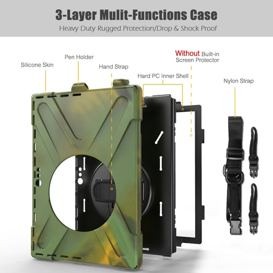 For Microsoft Surface Pro 4 / 5 Shockproof Colorful Silicone + PC Protective Case with Holder & Hand Strap & Pen Slot(Camouflage) - Microsoft by buy2fix | Online Shopping UK | buy2fix