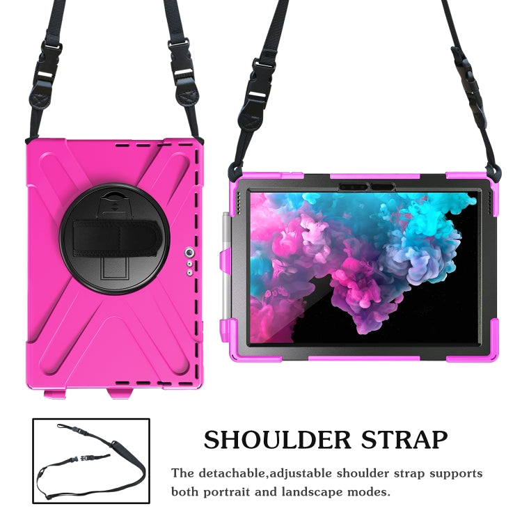 For Microsoft Surface Pro 4 / 5 / 6 / 7 / 7+ Shockproof Colorful Silicone + PC Protective Case with Holder & Hand Strap & Pen Slot(Rose Red) - Microsoft by buy2fix | Online Shopping UK | buy2fix