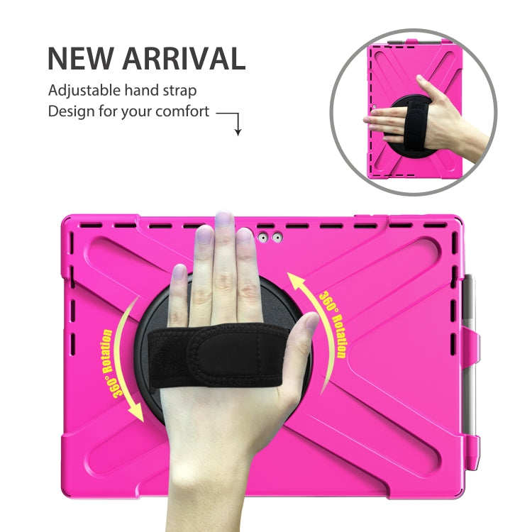 For Microsoft Surface Pro 4 / 5 / 6 / 7 / 7+ Shockproof Colorful Silicone + PC Protective Case with Holder & Hand Strap & Pen Slot(Rose Red) - Microsoft by buy2fix | Online Shopping UK | buy2fix