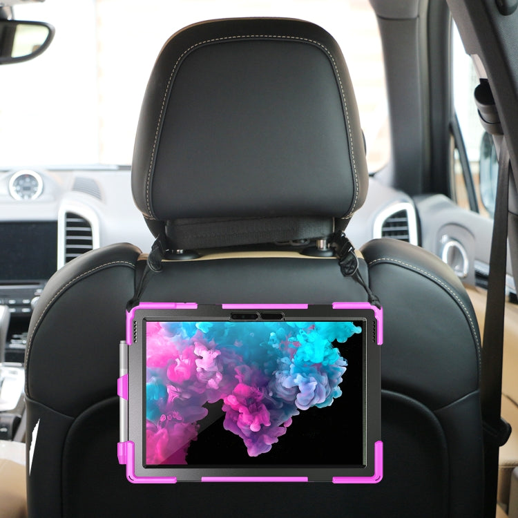 For Microsoft Surface Pro 4 / 5 / 6 / 7 / 7+ Shockproof Colorful Silicone + PC Protective Case with Holder & Hand Strap & Pen Slot(Rose Red) - Microsoft by buy2fix | Online Shopping UK | buy2fix