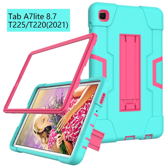 For Samsung Galaxy Tab A7 10.4 (2020) Contrast Color Robot Shockproof Silicone + PC Protective Case with Holder(Mint Green + Rose Red) - Other Galaxy Tab PC by buy2fix | Online Shopping UK | buy2fix