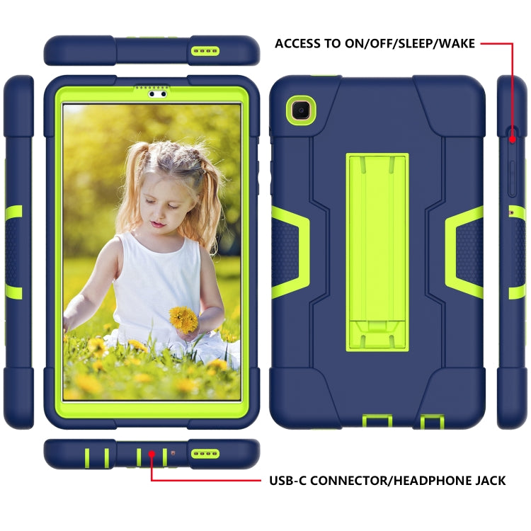 For Samsung Galaxy Tab A7 10.4 (2020) Contrast Color Robot Shockproof Silicone + PC Protective Case with Holder(Navy Blue + Yellow Green) - Other Galaxy Tab PC by buy2fix | Online Shopping UK | buy2fix