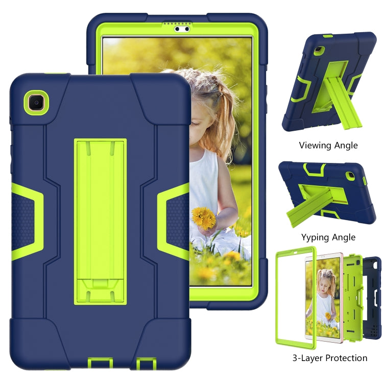 For Samsung Galaxy Tab A7 10.4 (2020) Contrast Color Robot Shockproof Silicone + PC Protective Case with Holder(Navy Blue + Yellow Green) - Other Galaxy Tab PC by buy2fix | Online Shopping UK | buy2fix