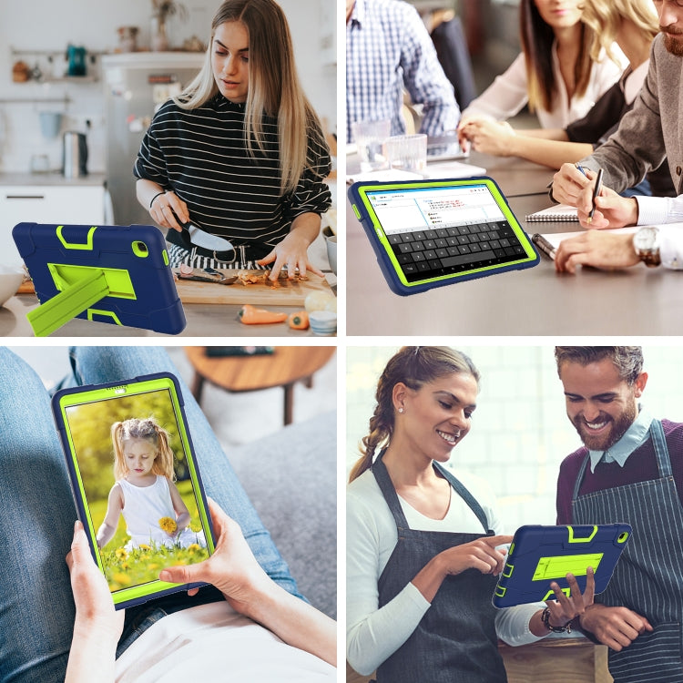 For Samsung Galaxy Tab A7 10.4 (2020) Contrast Color Robot Shockproof Silicone + PC Protective Case with Holder(Navy Blue + Yellow Green) - Other Galaxy Tab PC by buy2fix | Online Shopping UK | buy2fix