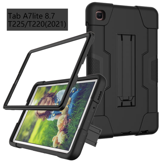 For Samsung Galaxy Tab A7 10.4 (2020) Contrast Color Robot Shockproof Silicone + PC Protective Case with Holder(Black) - Other Galaxy Tab PC by buy2fix | Online Shopping UK | buy2fix