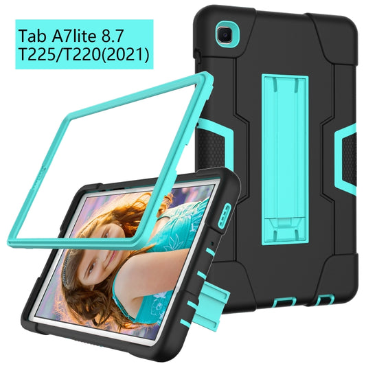 For Samsung Galaxy Tab A7 10.4 (2020) Contrast Color Robot Shockproof Silicone + PC Protective Case with Holder(Black + Mint Green) - Other Galaxy Tab PC by buy2fix | Online Shopping UK | buy2fix