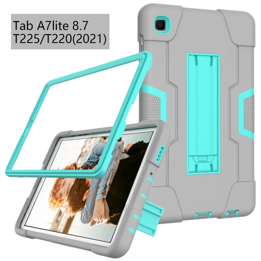 For Samsung Galaxy Tab A7 10.4 (2020) Contrast Color Robot Shockproof Silicone + PC Protective Case with Holder(Grey + Mint Green) - Other Galaxy Tab PC by buy2fix | Online Shopping UK | buy2fix