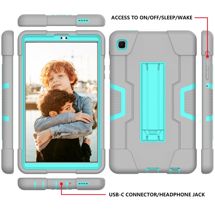 For Samsung Galaxy Tab A7 10.4 (2020) Contrast Color Robot Shockproof Silicone + PC Protective Case with Holder(Grey + Mint Green) - Other Galaxy Tab PC by buy2fix | Online Shopping UK | buy2fix