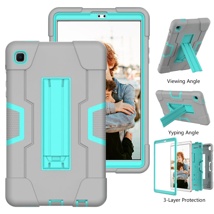 For Samsung Galaxy Tab A7 10.4 (2020) Contrast Color Robot Shockproof Silicone + PC Protective Case with Holder(Grey + Mint Green) - Other Galaxy Tab PC by buy2fix | Online Shopping UK | buy2fix