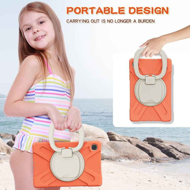 For Samsung Galaxy Tab S6 Lite P610 Silicone + PC Protective Case with Holder & Shoulder Strap(Coral Orange) - Tab S6 Lite P610 / P615 by buy2fix | Online Shopping UK | buy2fix