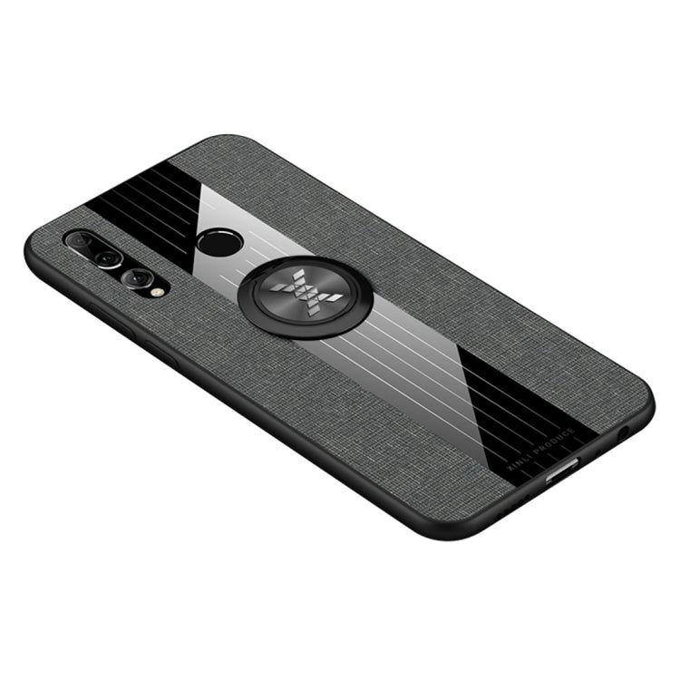 For Huawei Enjoy 9s XINLI Stitching Cloth Textue Shockproof TPU Protective Case with Ring Holder(Grey) - Huawei Cases by XINLI | Online Shopping UK | buy2fix
