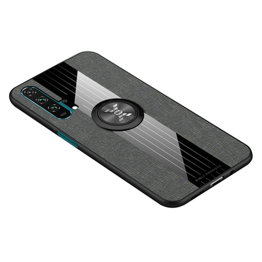 For Huawei Honor 20 Pro XINLI Stitching Cloth Textue Shockproof TPU Protective Case with Ring Holder(Grey) - Honor Cases by XINLI | Online Shopping UK | buy2fix