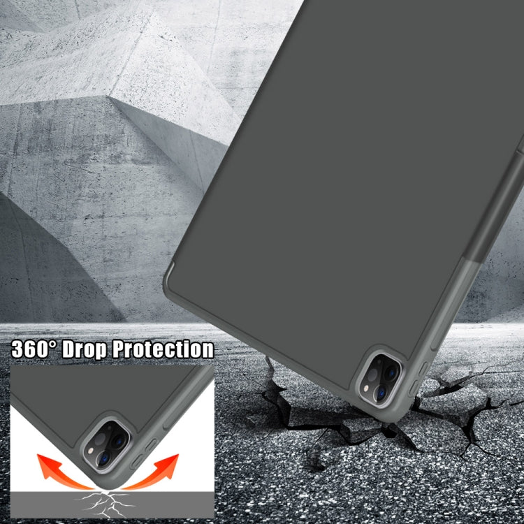 For iPad Pro 12.9 2022 / 2021 Multi-folding Horizontal Flip PU Leather Shockproof Tablet Case with Holder & Sleep / Wake-up Function(Grey) - iPad Pro 12.9 (2022/2021) Cases by buy2fix | Online Shopping UK | buy2fix