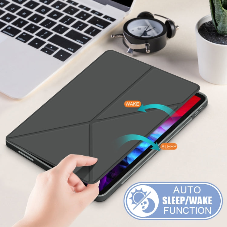 For iPad Pro 12.9 2022 / 2021 Multi-folding Horizontal Flip PU Leather Shockproof Tablet Case with Holder & Sleep / Wake-up Function(Grey) - iPad Pro 12.9 (2022/2021) Cases by buy2fix | Online Shopping UK | buy2fix