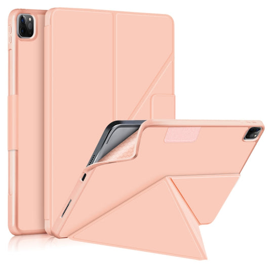 For iPad Pro 12.9 2022 / 2021 Multi-folding Horizontal Flip PU Leather Shockproof Tablet Case with Holder & Sleep / Wake-up Function(Rose Gold) - iPad Pro 12.9 (2022/2021) Cases by buy2fix | Online Shopping UK | buy2fix