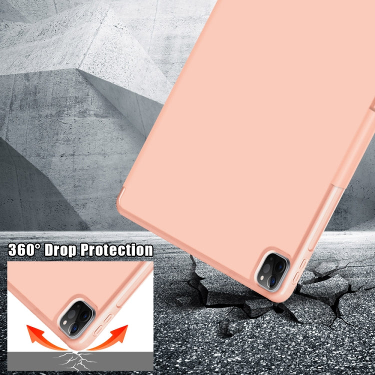 For iPad Pro 12.9 2022 / 2021 Multi-folding Horizontal Flip PU Leather Shockproof Tablet Case with Holder & Sleep / Wake-up Function(Rose Gold) - iPad Pro 12.9 (2022/2021) Cases by buy2fix | Online Shopping UK | buy2fix