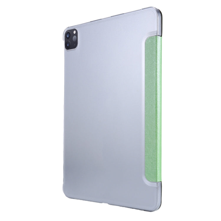 For iPad Air 13 2025 / 2024 / iPad Pro 12.9 2022 / 2021 Silk Texture Three-fold Horizontal Flip Leather Tablet Case with Holder & Pen Slot(Green) - iPad Pro 12.9 (2022/2021) Cases by buy2fix | Online Shopping UK | buy2fix