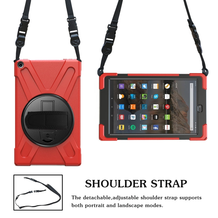 For Amazon Kindle Fire HD10 2019 / 2018 / 2017 Shockproof Colorful Silicone + PC Protective Case with Holder & Hand Strap & Shoulder Strap(Red) - Amazon by buy2fix | Online Shopping UK | buy2fix